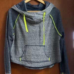 Free People Cropped Hoodie with Cowl Neck and Scoop Hem